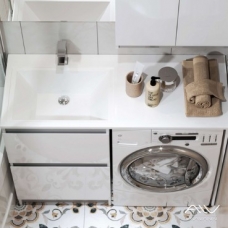 Тумба с раковиной Alavann Soft Silver 120, белая