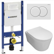 Комплект Система инсталляции Geberit Duofix 111.154.11.1 с кнопкой смыва Delta01 + унитаз Bloomix Ultra 3.0 MD1204T/UF3 безободковый торнадо