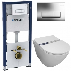 Комплект Система инсталляции Geberit 458.128.21.1 + унитаз Bloomix Trend Long 2.0 AD1203R/UF1 безободковый