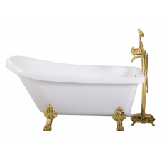 Акриловая ванна Cerutti VITO 150 на львиных лапах, золото