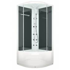 Душевая кабина Domani-Spa Delight High 100х100 черные стенки, стекло прозрачное, с гидромассажем