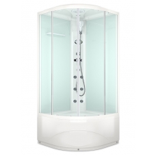 Душевая кабина Domani-Spa Delight High 100х100 белые стенки, стекло прозрачное, с гидромассажем