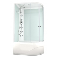 Душевая кабина Domani-Spa Delight High 120х80 L белые стенки, стекло прозрачное, с гидромассажем