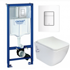Комплект Grohe Rapid SL 38772001 + унитаз Esbano Leon-WBN безободковый с функцией биде и смесителем