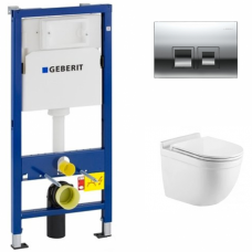 Комплект Система инсталляции Geberit Duofix UP100 458.103.00.1 + унитаз WeltWasser WW Heimbach 004GL-WT безободковый