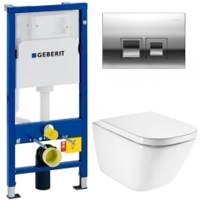 Комплект Система инсталляции Geberit Duofix UP100 458.103.00.1 + унитаз Roca Gap 34647L000 безободковый с сиденьем