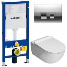 Комплект Система инсталляции Geberit Duofix UP100 458.103.00.1 + унитаз SSWW NC2038 безободковый с сиденьем