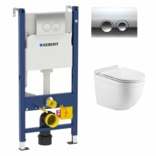 Комплект Система инсталляции Geberit Duofix Delta 458.103.21.1 + унитаз WeltWasser WW Heimbach 004GL-WT безободковый