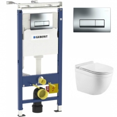 Комплект Система инсталляции Geberit Duofix Платтенбау 458.125.21.1 + унитаз WeltWasser WW Heimbach 004GL-WT безободковый