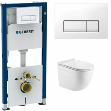Комплект Система инсталляции Geberit Duofix 458.128.11.1 + унитаз WeltWasser WW Heimbach 004GL-WT безободковый