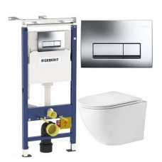 Комплект Система инсталляции Geberit Duofix Платтенбау 458.125.21.1 + унитаз WeltWasser Merzbach 004 GL-WT безободковый