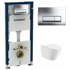Комплект Система инсталляции Geberit Duofix 458.128.21.1 + унитаз Fubini FB001 Victoria безободковый