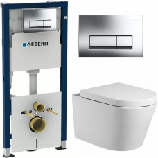 Комплект Система инсталляции Geberit 458.128.21.1 + унитаз Cerutti B-2380-3 безободковый с сиденьем