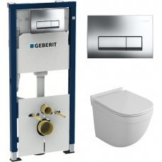 Комплект Система инсталляции Geberit Duofix 458.128.21.1 + унитаз Owl 1975 Cirkel-H OWLT190101 безободковый