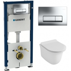 Комплект Система инсталляции Geberit Duofix 458.128.21.1 + унитаз Owl 1975 Cirkel-H OWLT190201 безободковый