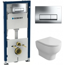 Комплект Система инсталляции Geberit Duofix 458.128.21.1 + унитаз Owl 1975 Cirkel-H OWLT190701 безободковый