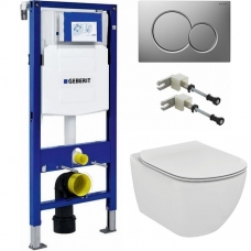Комплект Система инсталляции для унитазов Geberit Duofix UP320 111.300.00.5 с кнопкой смыва + Унитаз Ideal Standard Tesi AquaBlade T007901 с сиденьем