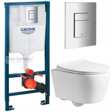 Комплект Система инсталляции Grohe Solido 38811000 + унитаз Cerutti Sella aria PP CT9738 безободковый