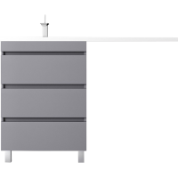 Тумба с раковиной Style Line Даллас Леон 120 L Люкс Plus напольная, серая, 3 ящика