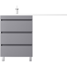 Тумба с раковиной Style Line Даллас Леон 120 L Люкс Plus напольная, серая, 3 ящика