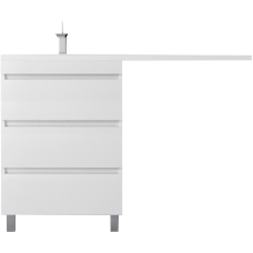Тумба с раковиной Style Line Даллас Леон 120 L Люкс Plus напольная, белая, 3 ящика