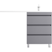 Тумба с раковиной Style Line Даллас Леон 120 R Люкс Plus напольная, серая, 3 ящика