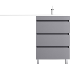 Тумба с раковиной Style Line Даллас Леон 120 R Люкс Plus напольная, серая, 3 ящика