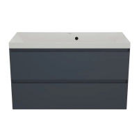 Тумба с раковиной Style Line Манхэттен 100 подвесная, графит, раковина Florentina Астория 100 жасмин