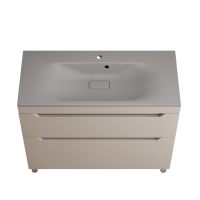 Тумба с раковиной Style Line Остин 100 напольная, крем эмаль plus, раковина Фортуна 100 серый шелк