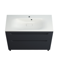 Тумба с раковиной Style Line Остин 100 напольная, графит эмаль plus, раковина Фортуна 100 жасмин