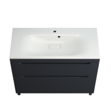 Тумба с раковиной Style Line Остин 100 напольная, графит эмаль plus, раковина Фортуна 100 жасмин