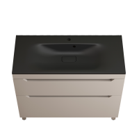 Тумба с раковиной Style Line Остин 100 напольная, крем эмаль plus, раковина Фортуна 100 антрацит