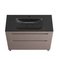 Тумба с раковиной Style Line Остин 100 напольная, тауп темный эмаль plus, раковина Фортуна 100 антрацит