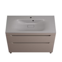 Тумба с раковиной Style Line Остин 100 напольная, тауп темный эмаль plus, раковина Фортуна 100 серый шелк