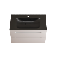 Тумба с раковиной Style Line Остин 80 подвесная, белая эмаль plus, раковина Фортуна 80 антрацит