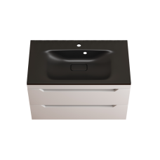 Тумба с раковиной Style Line Остин 80 подвесная, белая эмаль plus, раковина Фортуна 80 антрацит