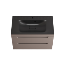 Тумба с раковиной Style Line Остин 80 подвесная, тауп темный эмаль plus, раковина Фортуна 80 антрацит