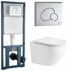 Комплект Система инсталляции WeltWasser Marberg 410 RD 10000004179 + унитаз WeltWasser WW Merzbach 004 GL-WT безободковый