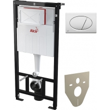 Система инсталляции для унитазов AlcaPlast Sadromodul AM101/1120 + M70 + M91 4 в 1 кнопка смыва белая