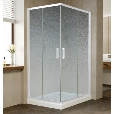 Душевой уголок Vegas Glass ZA-F 100*80 01 02 профиль белый, стекло шиншилла
